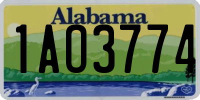 AL license plate 1AO3774