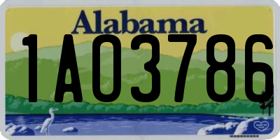 AL license plate 1AO3786