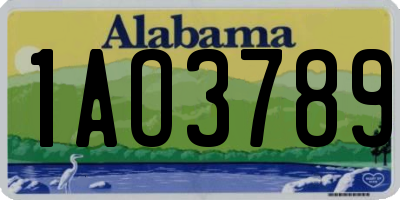 AL license plate 1AO3789