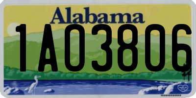 AL license plate 1AO3806