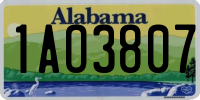 AL license plate 1AO3807
