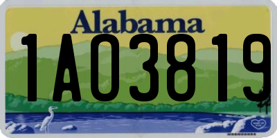 AL license plate 1AO3819