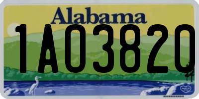 AL license plate 1AO3820
