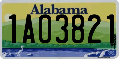 AL license plate 1AO3821