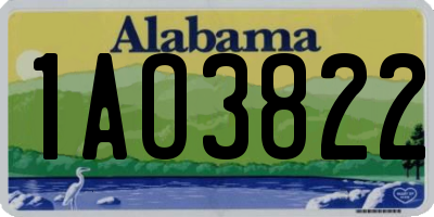 AL license plate 1AO3822