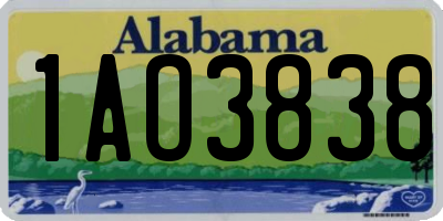 AL license plate 1AO3838