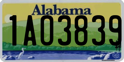 AL license plate 1AO3839