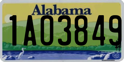 AL license plate 1AO3849