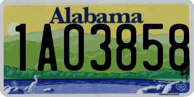 AL license plate 1AO3858