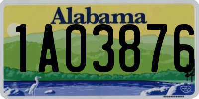 AL license plate 1AO3876