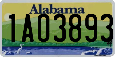 AL license plate 1AO3893