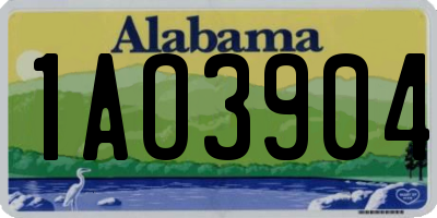 AL license plate 1AO3904