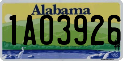 AL license plate 1AO3926