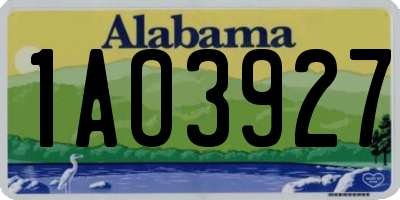 AL license plate 1AO3927