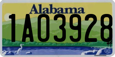AL license plate 1AO3928