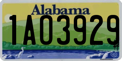 AL license plate 1AO3929