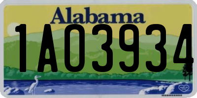 AL license plate 1AO3934