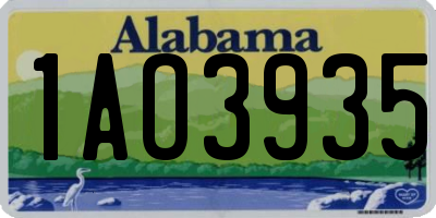 AL license plate 1AO3935