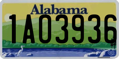 AL license plate 1AO3936