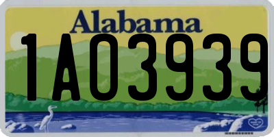 AL license plate 1AO3939
