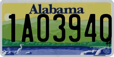 AL license plate 1AO3940