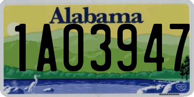 AL license plate 1AO3947