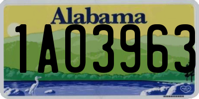 AL license plate 1AO3963