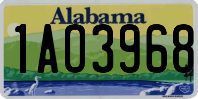 AL license plate 1AO3968