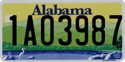 AL license plate 1AO3987