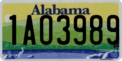 AL license plate 1AO3989