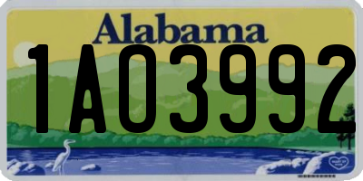 AL license plate 1AO3992
