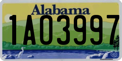 AL license plate 1AO3997