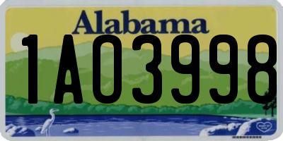 AL license plate 1AO3998
