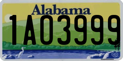 AL license plate 1AO3999