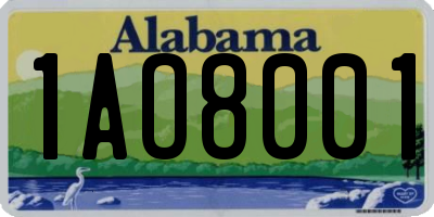 AL license plate 1AO8001