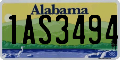 AL license plate 1AS3494