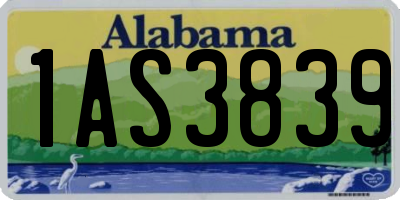 AL license plate 1AS3839