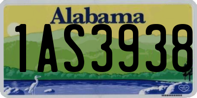 AL license plate 1AS3938