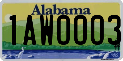 AL license plate 1AW0003