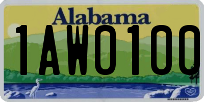 AL license plate 1AW0100