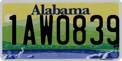 AL license plate 1AW0839