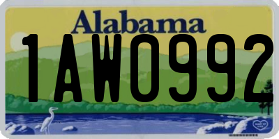 AL license plate 1AW0992