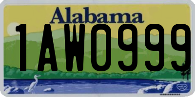 AL license plate 1AW0999