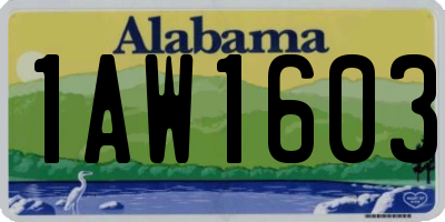 AL license plate 1AW1603