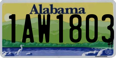 AL license plate 1AW1803