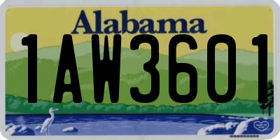 AL license plate 1AW3601