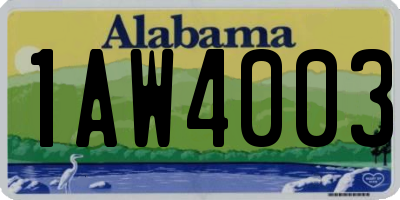 AL license plate 1AW4003
