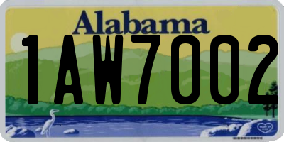 AL license plate 1AW7002