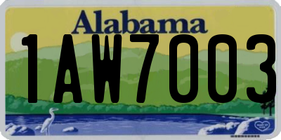 AL license plate 1AW7003