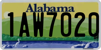 AL license plate 1AW7020